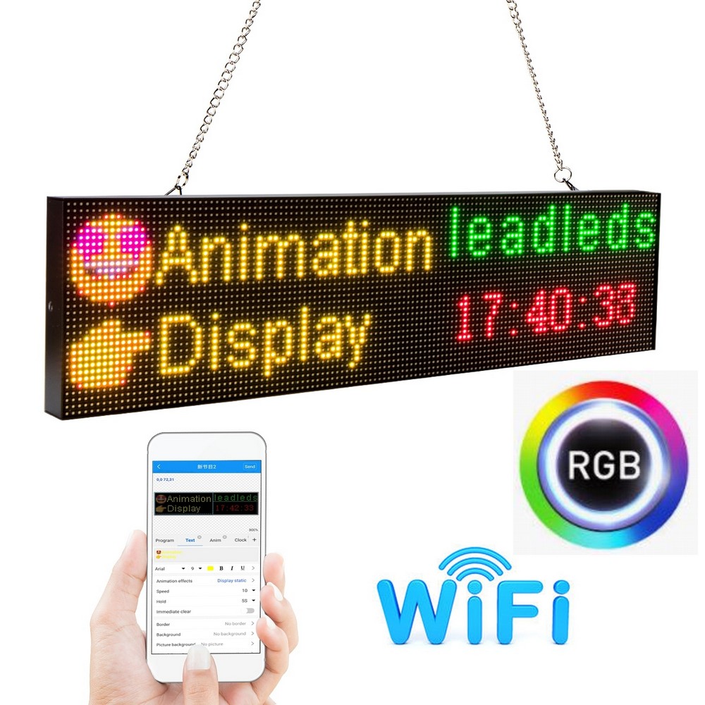 Рекламная цветная светодиодная панель RGB с WiFi - доска 52 см х 12,8 см |  Cool Mania