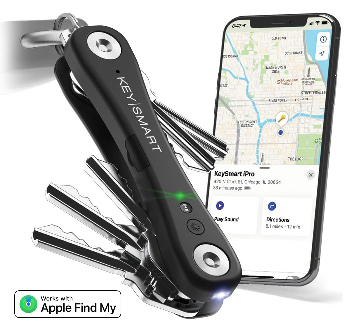 KeySmart iPro - органайзер для ключей для iPhone с определением  местоположения по GPS + встроенной светодиодной подсветкой | Cool Mania