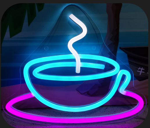 кофе чашка кофе - рекламная светодиодная неоновая вывеска на стене